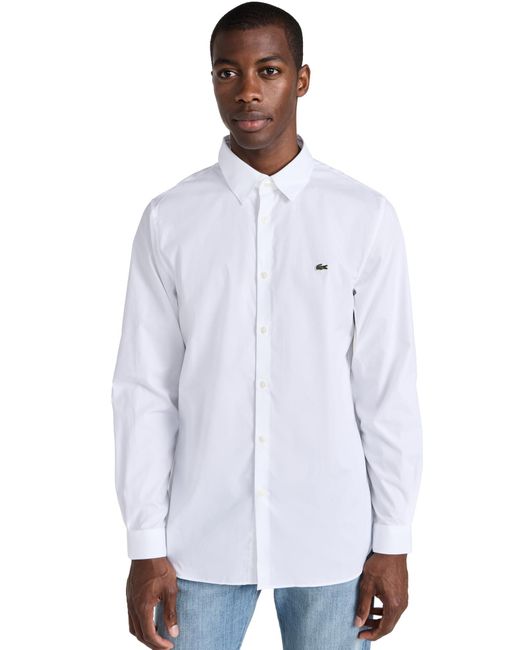 Lacoste White Slim Fit Stretch Cotton Poplin Shirt 16 for men