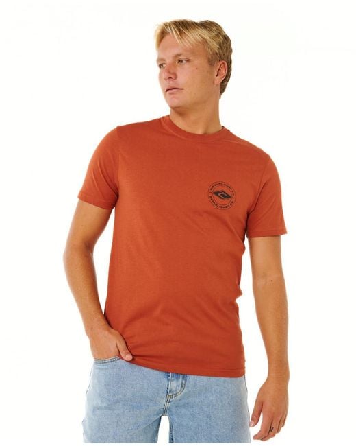 Rip Curl Red Graphic Short Sleeve Crew Neck T-shirt for men