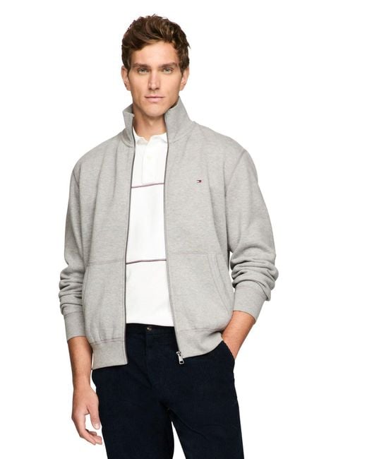 Tommy Hilfiger Gray Logo Zip Thru Sweatshirt for men