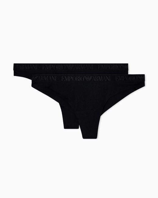Emporio Armani Black Iconic Microfiber 2 Pack Brazilian Brief