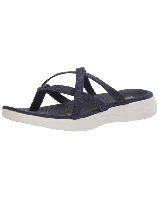 Skechers On The Go 600-dainty Flat Sandal in Navy (Blue) - Save 45% | Lyst