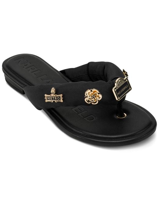 Karl Lagerfeld Black Paris Everyday Cushioned Insole Celin Floral-flat Slide Sandal