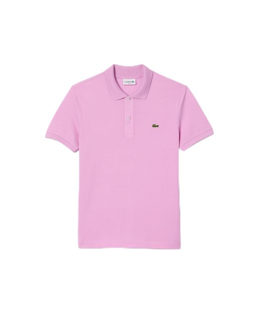 Lacoste Pink Short Sleeved Ribbed Collar Shirt Mm for men