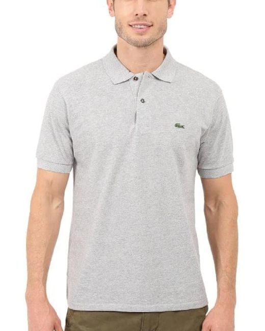 Lacoste Classic Short Sleeve Chine Pique Polo Shirt in Gray for Men | Lyst