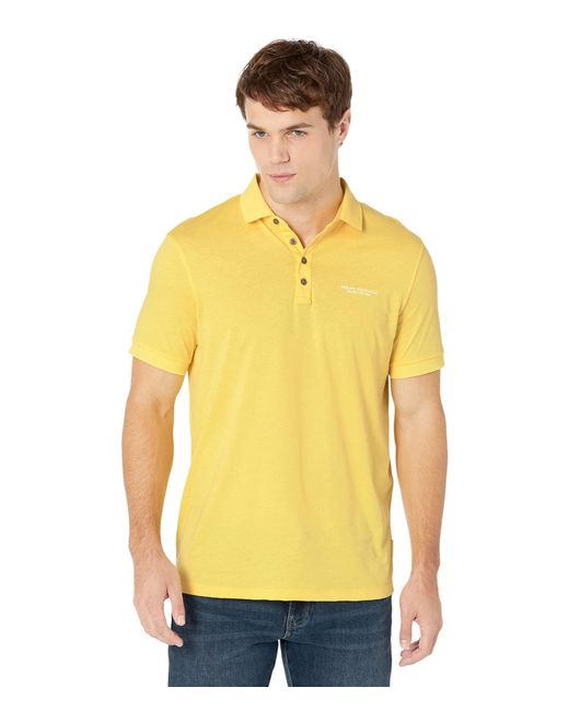 Emporio Armani Yellow A | X Armani Exchange Short Sleeve Milano/new York Logo Jersey Polo Shirt for men