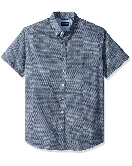 Dockers Blue Size Classic Fit Short Sleeve Signature Comfort Flex Shirt for men