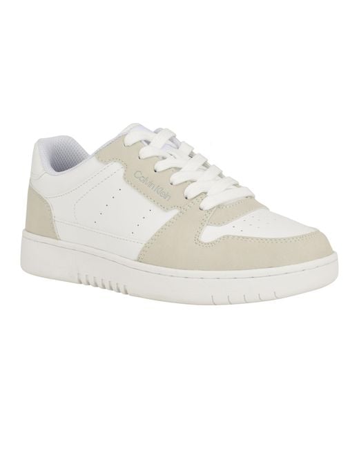 Calvin Klein White Hattea Round Toe Lace Up Casual Sneakers