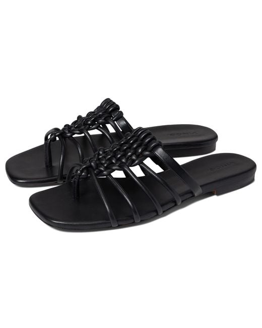 Vince Leather Dae Strappy Sandals in Black | Lyst