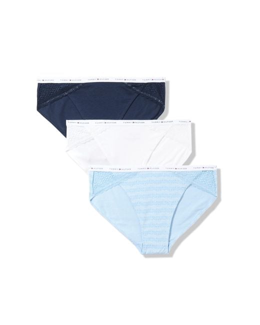Tommy Hilfiger Blue Cotton Lace Bikini Underwear Panty