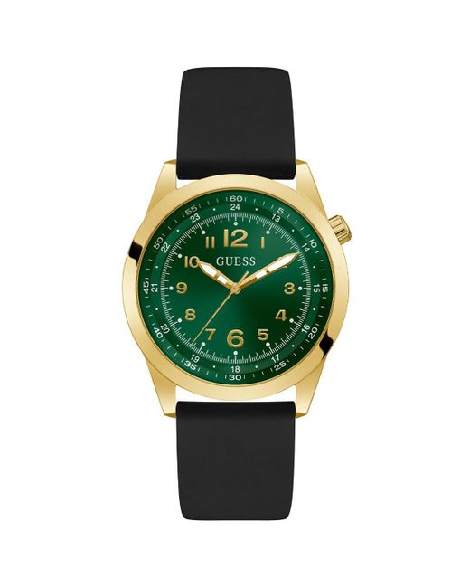 Guess Black Strap Green Dial Gold Tone for men