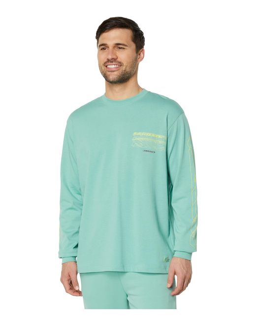 Lacoste Green Long Sleeve Loose Fit Graphic T-shirt for men