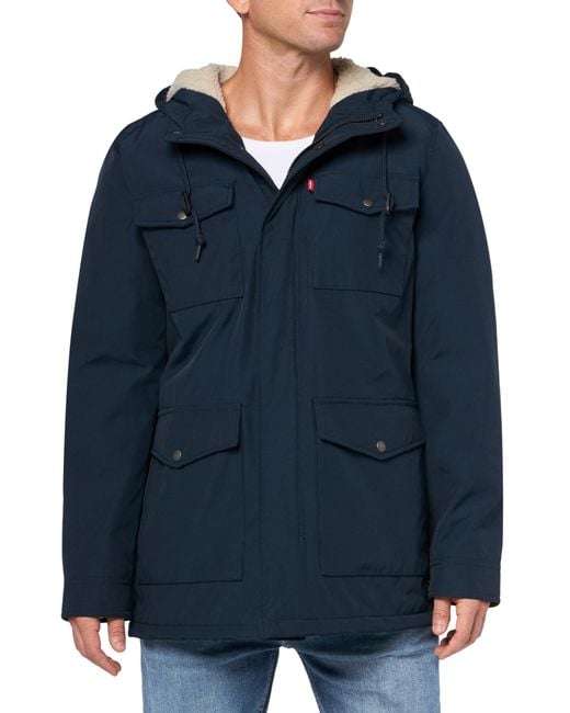 Levi's Blue Arctic Cloth Sherpa Lined Parka for men