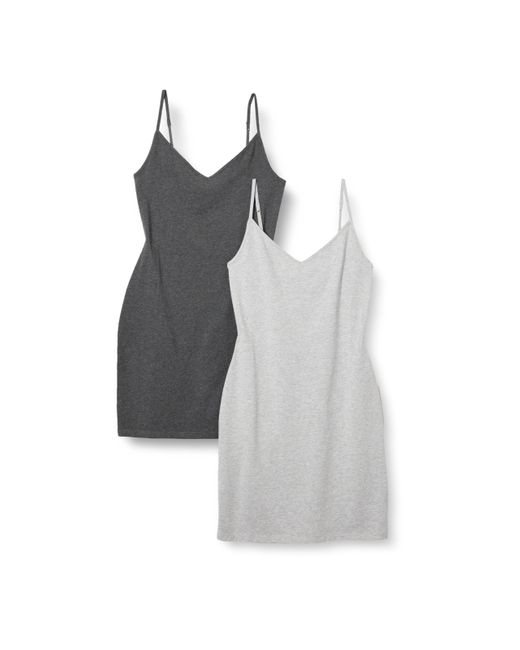 Abito Sottoveste A Strati in Cotone Slim Fit Donna di Amazon Essentials in Gray