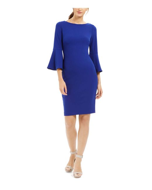 Calvin Klein 3/4-peplum Sleeve Sheath Dress in Regatta 18 (Blue) - Save ...