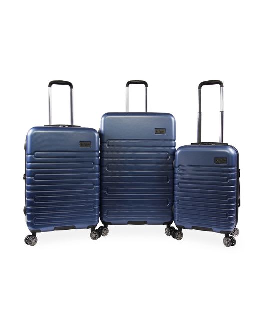 Original Penguin Blue 3 Piece Expandable Suitcase With Spinner Wheels