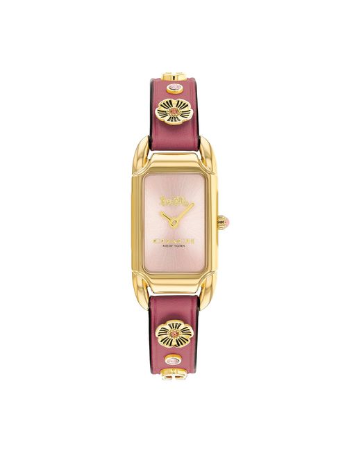 COACH White Cadie Watch | Leather Strap With Classic Signature Design | Elegant Timepiece With Playful Charm For Trendy Fashionistas