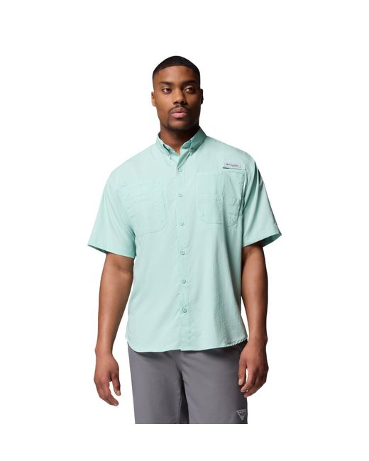 Columbia Blue S Pfg Tamiami Ii Short Sleeve Fishing Shirt for men
