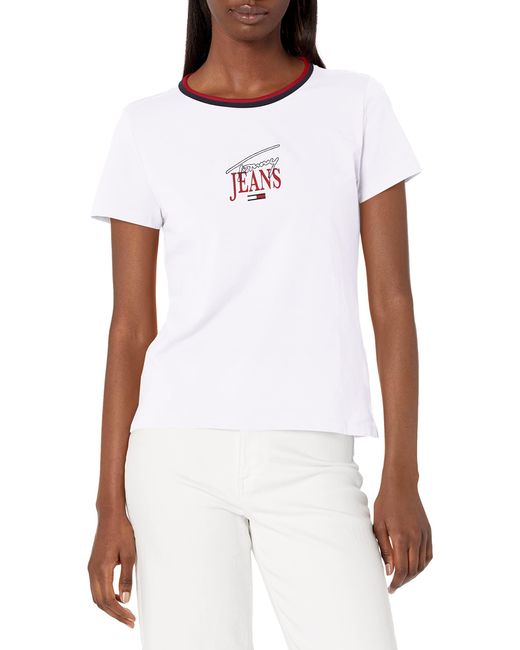 Tommy Hilfiger White Cotton Graphic Logo Tee Top