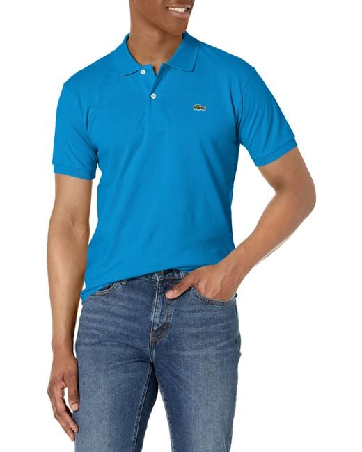 Lacoste Blue L1212 Classic Short Sleeve Pique Polo Shirt for men
