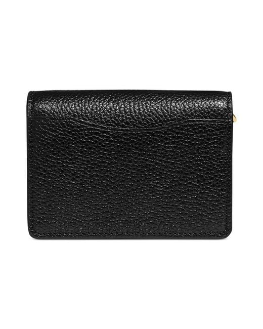 COACH Black Polished Pebbled Leather Half Flap Card Case