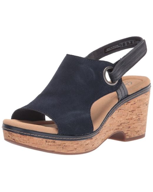 Clarks Giselle Sea Wedge Sandal in Navy Suede (Blue) Save 1 Lyst