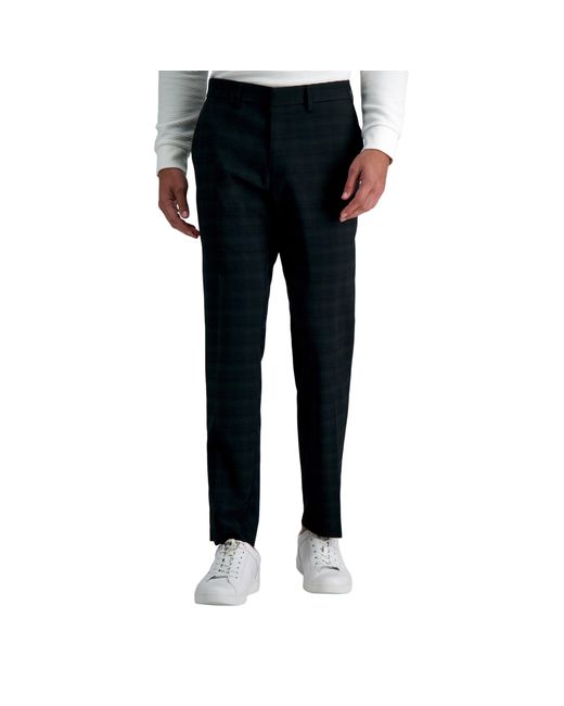 Kenneth Cole Black Stretch Patterned Slim Fit Dress Pant for men