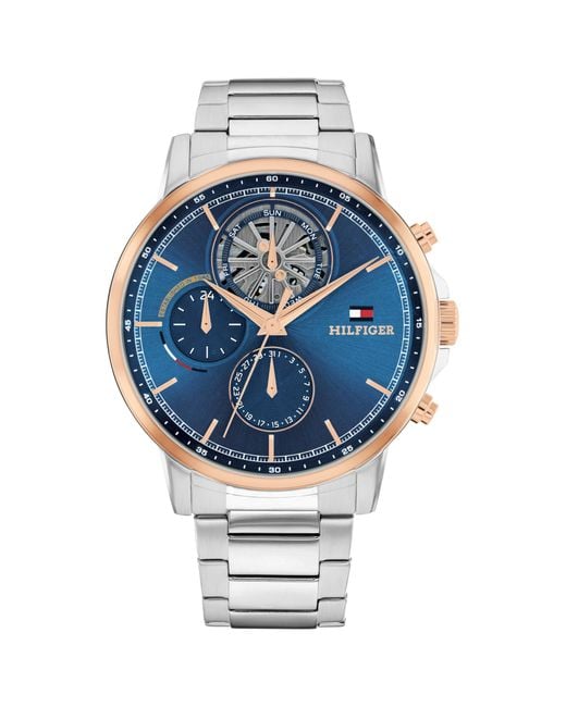Tommy Hilfiger Blue Multifunction Quartz Watch – 44mm Stainless Steel for men