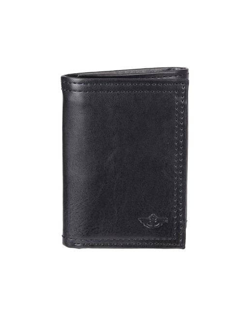 Dockers Blue Coated Leatherextra Capacity Trifold Wallet for men