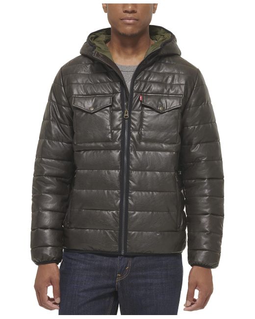 Levi's Gray S Water Resistant Performance Stretch Hooded Jacket Puffer for men