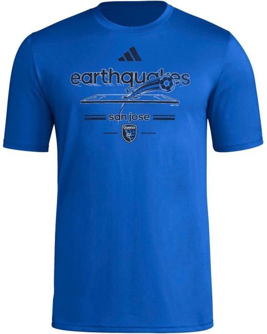 Adidas Blue Standard Vintage World Pre-game Short Sleeve T-shirt for men