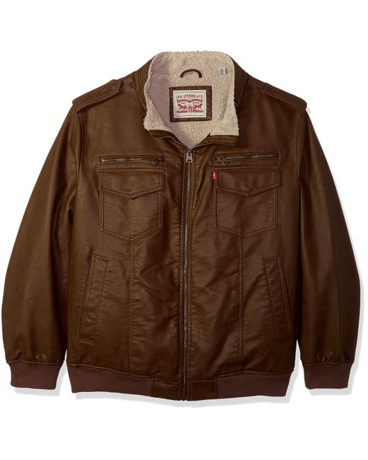 levi's men's vintage deer faux leather sherpa lined aviator bomber