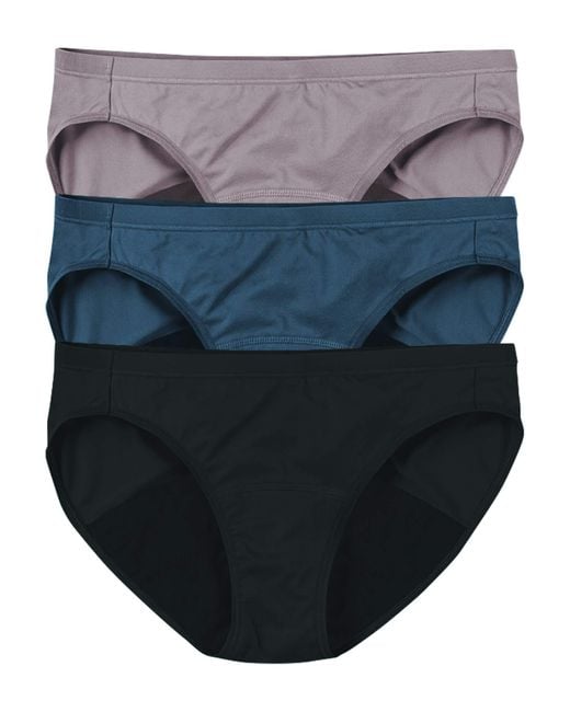 Hanes Fresh & Dry Moderate Period 3-pack Bikini Underwear in Black