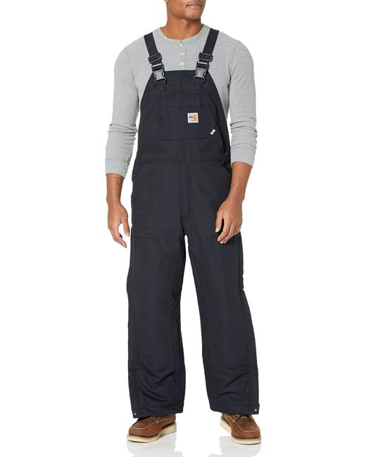 Carhartt Blue Mensflame-resistant Duck Quilt-lined Bib Overall for men