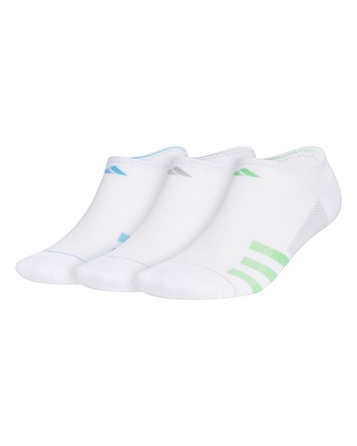 Adidas White Superlite Stripe 3 No Show Socks for men