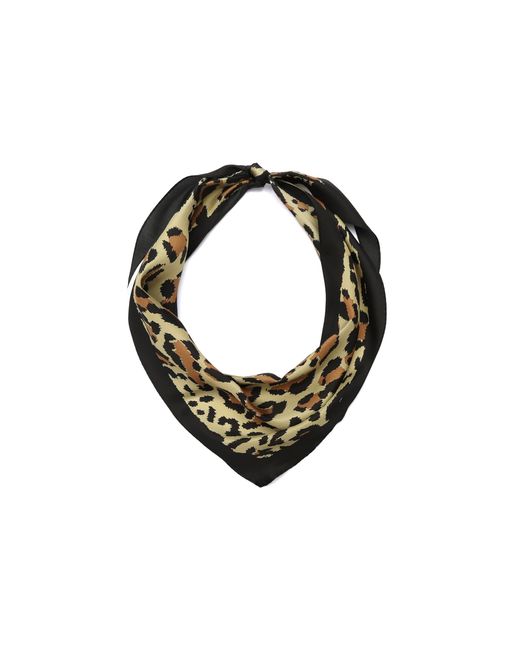 COACH Black Leopard Printed Silk Elongated Triangle