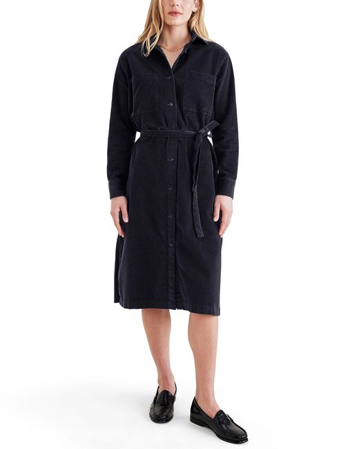 Dockers Black Relaxed Fit Long Sleeve Dress,