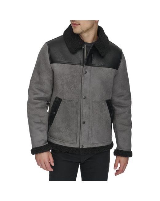 Levi's Gray Mixed Media Faux Shearling Jacket for men