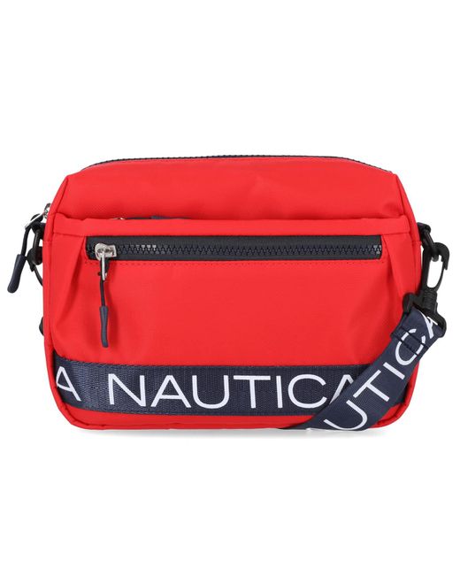 Nautica Red S Nylon Bean Bag Crossbody/belt Bag With Adjustable Shoulder Strap Crossbody