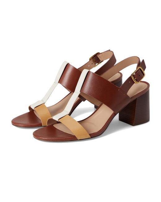 Cole Haan Brown Josie T-strap Sandals Flat