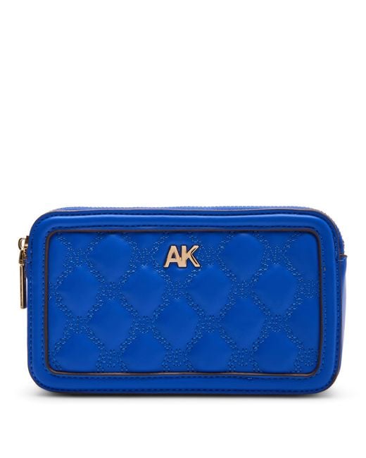 Anne Klein Quilted Double Zip Crossbody in Blue Lyst