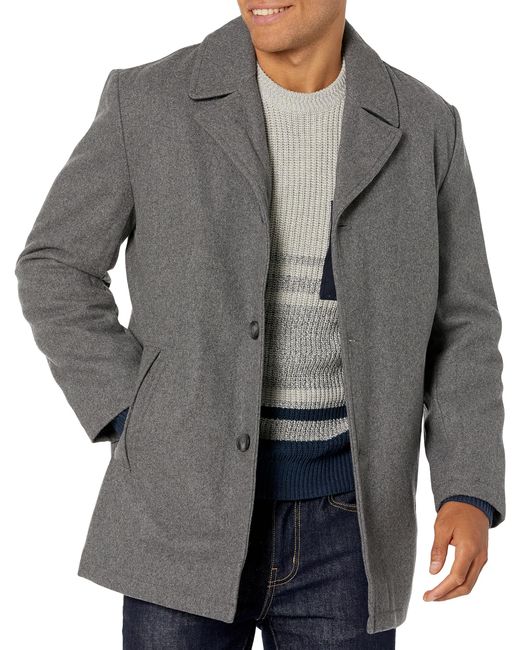 London Fog Gray Amity 34" Wool Blend Car Coat With Scarf for men
