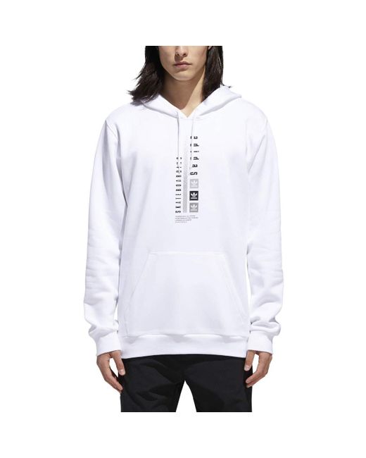 adidas Originals Skateboarding Vertical Logo Hoodie in White for Men Lyst