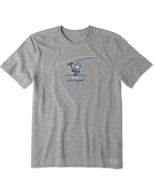 Life Is Good. Gray Standard Crusher Tee for men