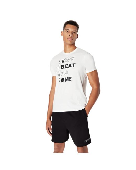 Emporio Armani White A | X Armani Exchange We Beat As One Regular Fit Tee for men