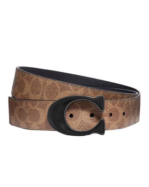 COACH Brown 38 Mm Cts Reversible Resin Inlay C Buckle Signature Belt