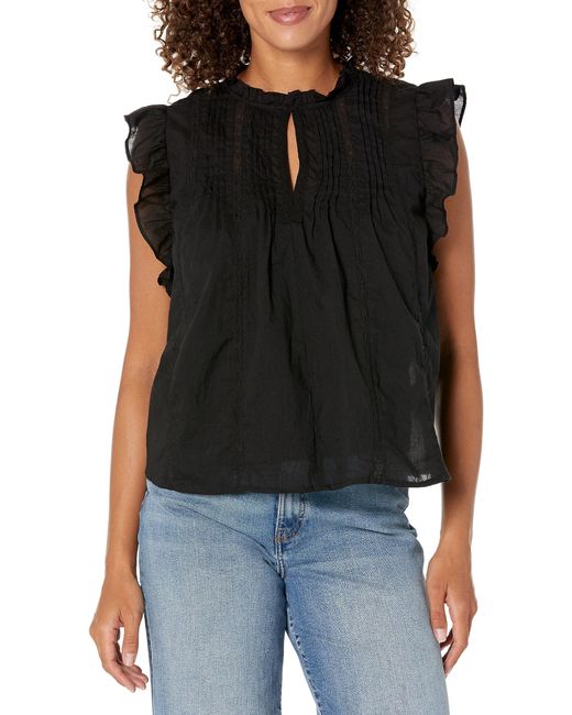 Velvet By Graham & Spencer Black Liana Cotton Lace Blouse