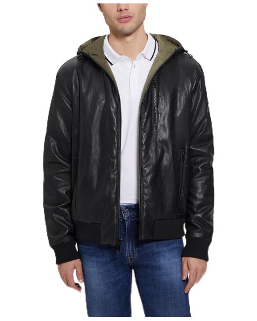 Guess Gary Hooded Zipped Jacket in het Black voor heren