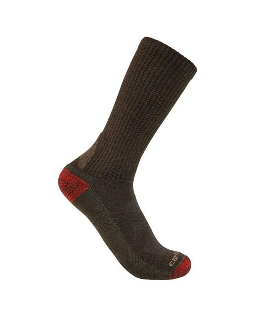 Carhartt Brown Midweight Merino Wool Blend Boot Sock for men