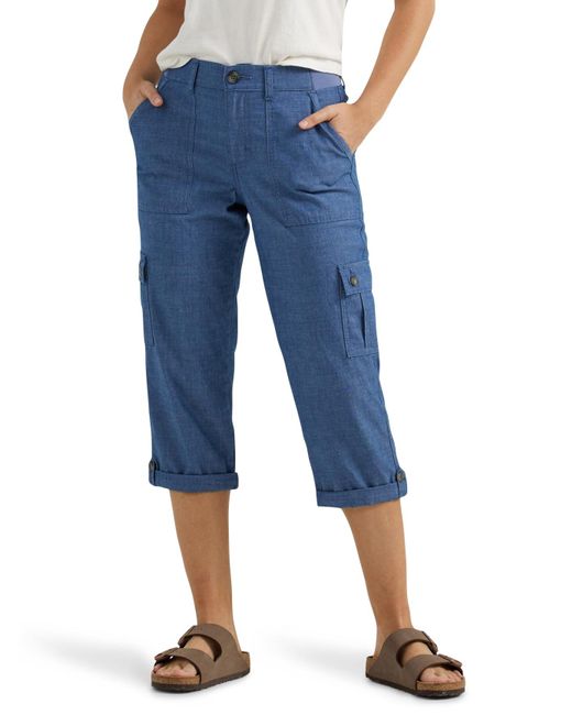 Lee Jeans Blue Ultra Lux Comfort With Flex-to-go Cargo Capri Pant