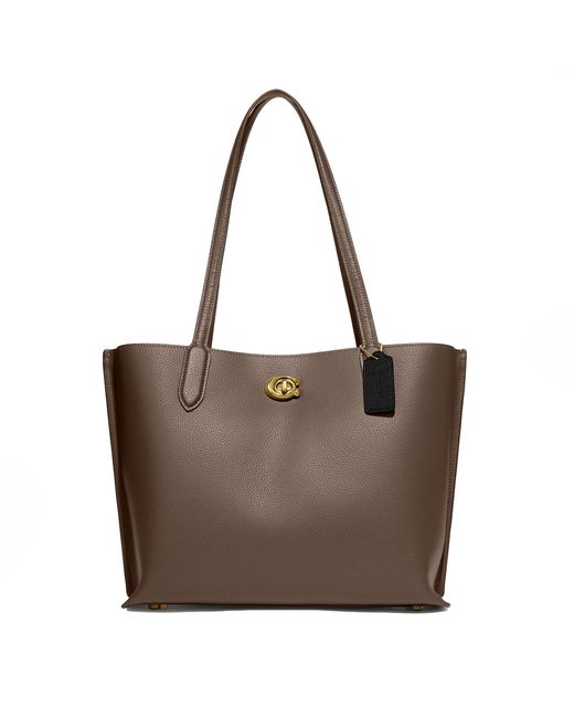 COACH Brown Polished Pebble Leather Willow Tote
